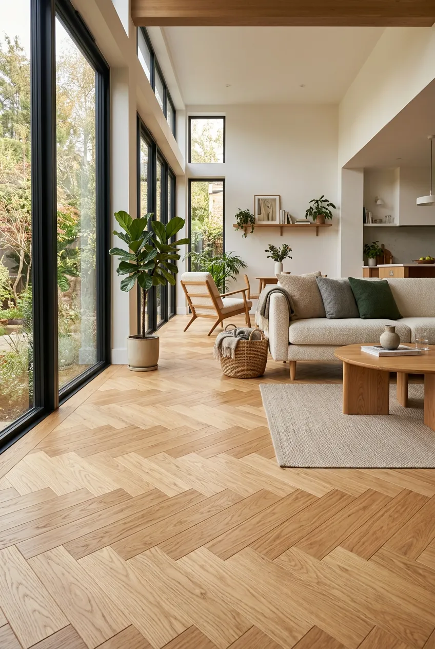 Nordic Minimal · Herringbone Living Room